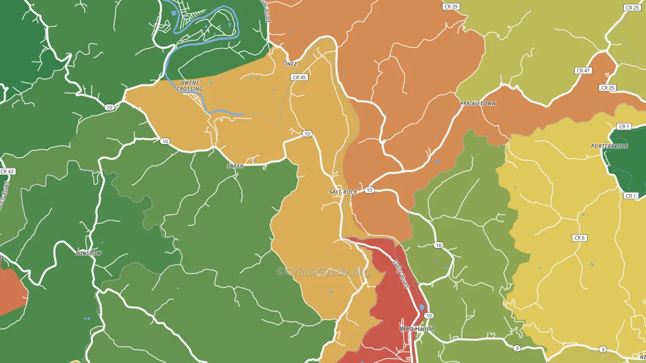 Salt Rock, WV Map of Assault Rates