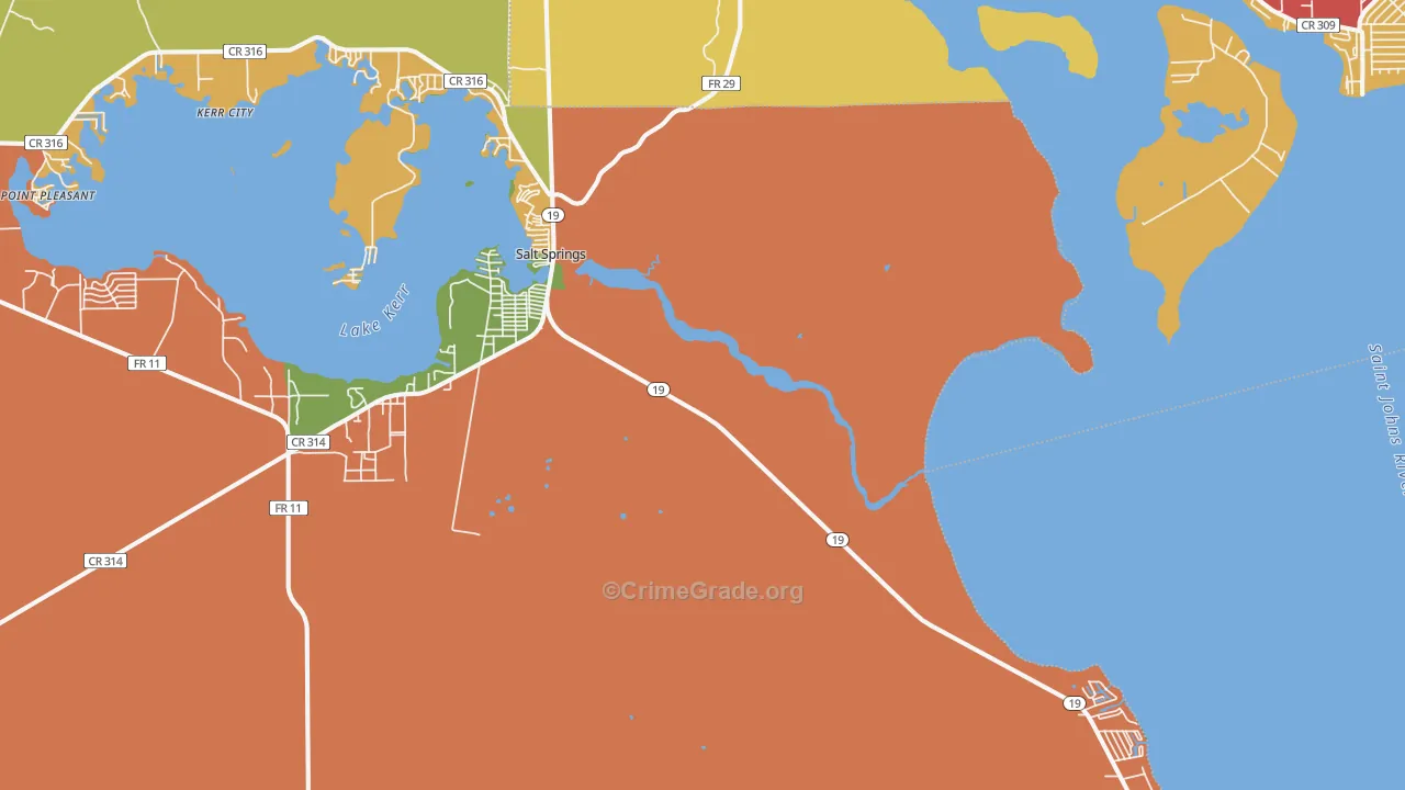 Salt Springs, FL Map of Assault Rates