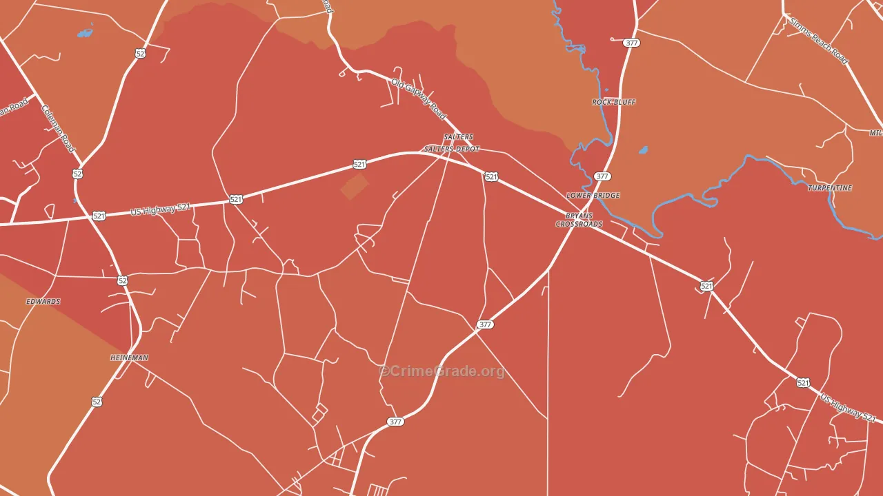 Salters, SC Map of Assault Rates