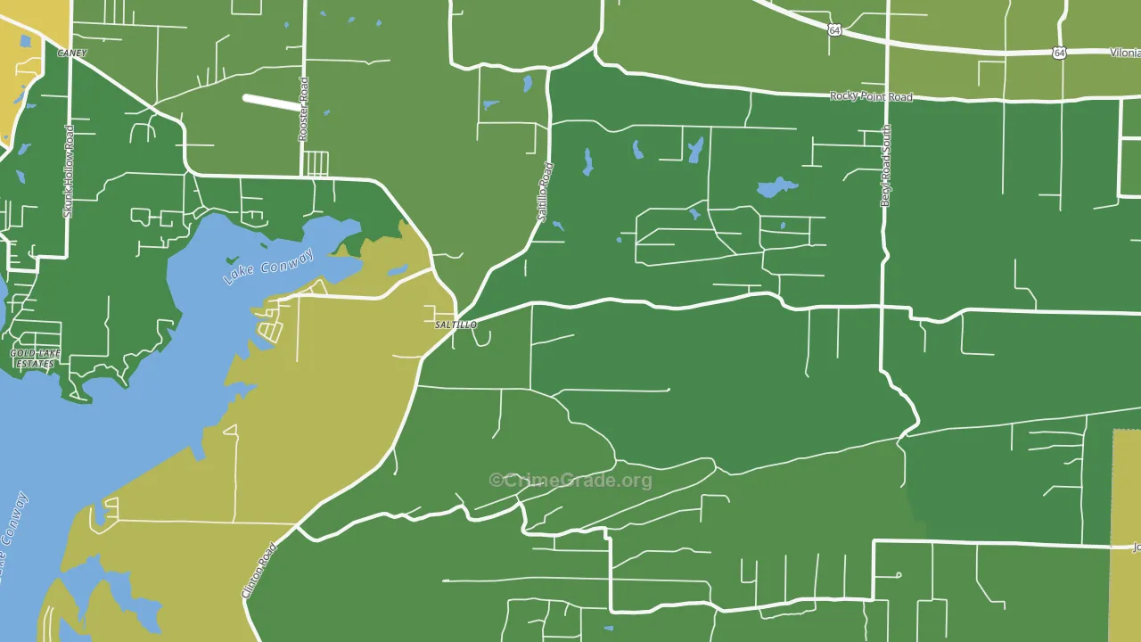 Saltillo, AR Map of Assault Rates