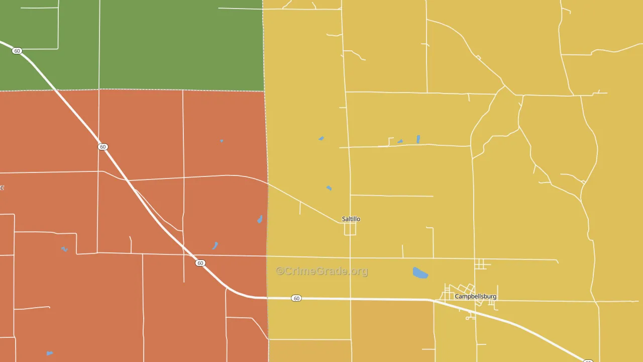 Saltillo, IN Map of Assault Rates