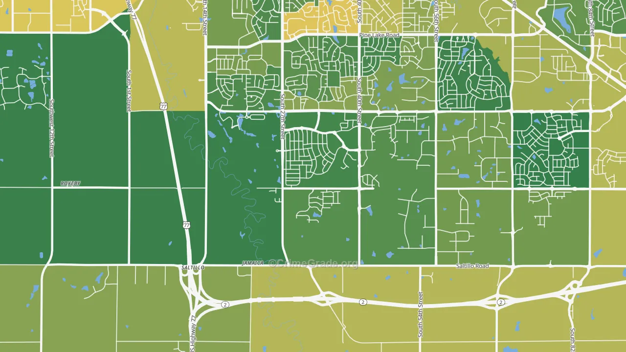 Saltillo, NE Map of Assault Rates