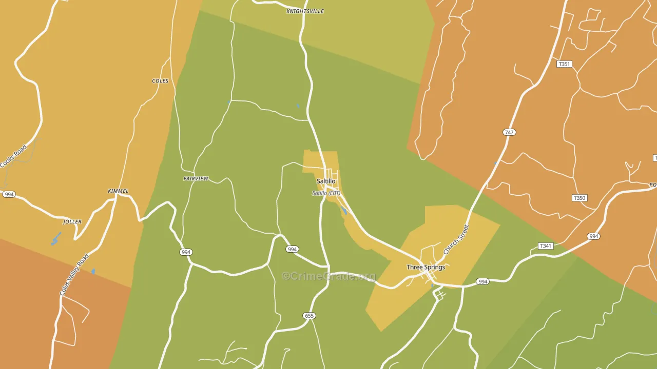 Saltillo, PA Map of Assault Rates