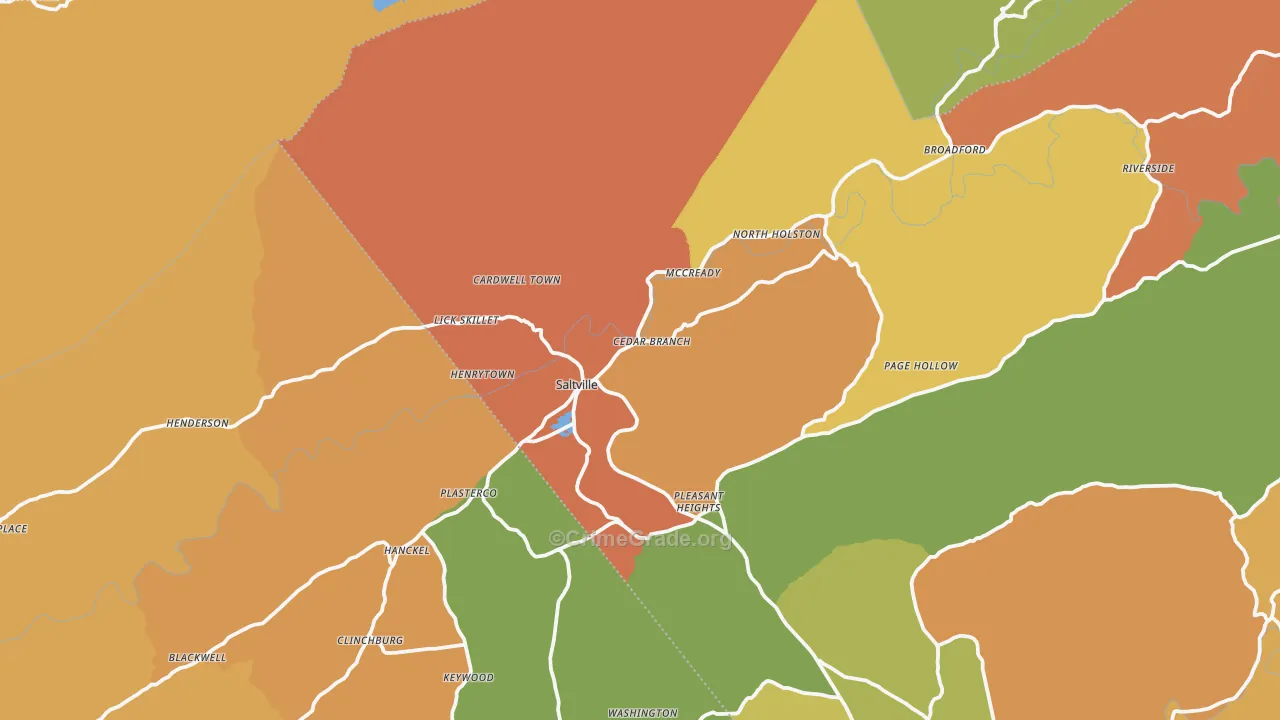 Saltville, VA Map of Assault Rates
