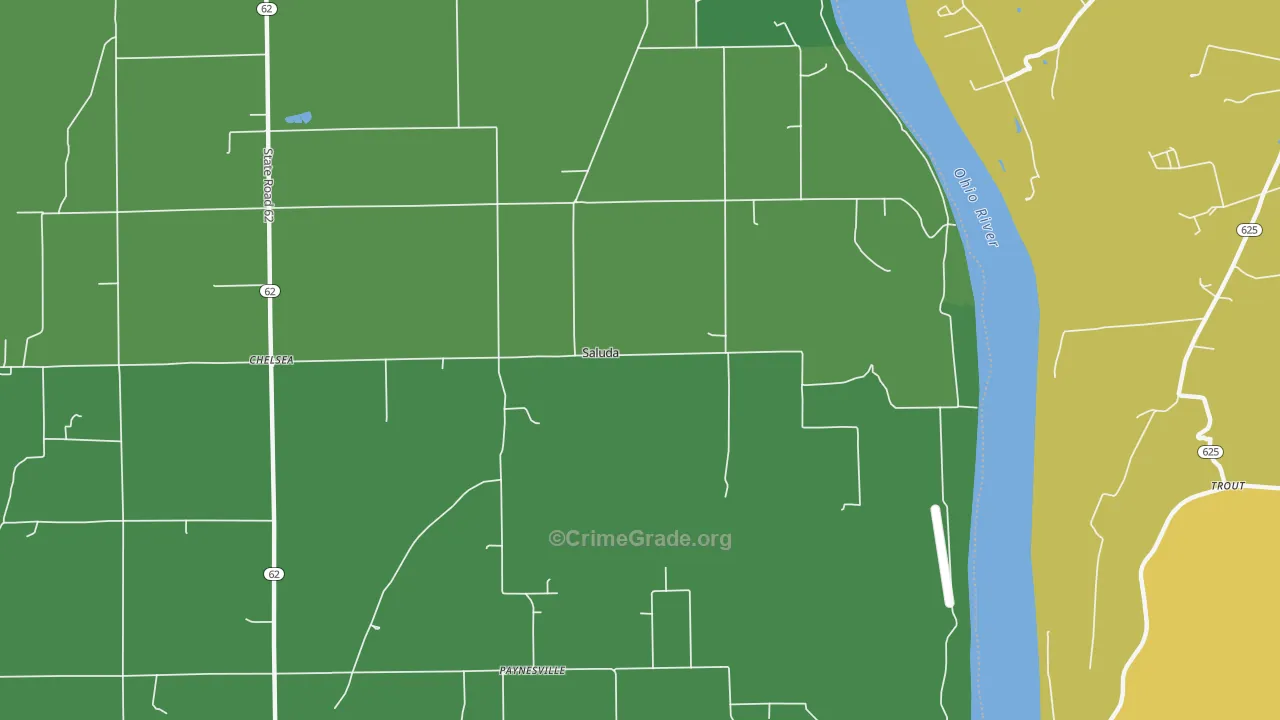 Saluda, IN Map of Assault Rates