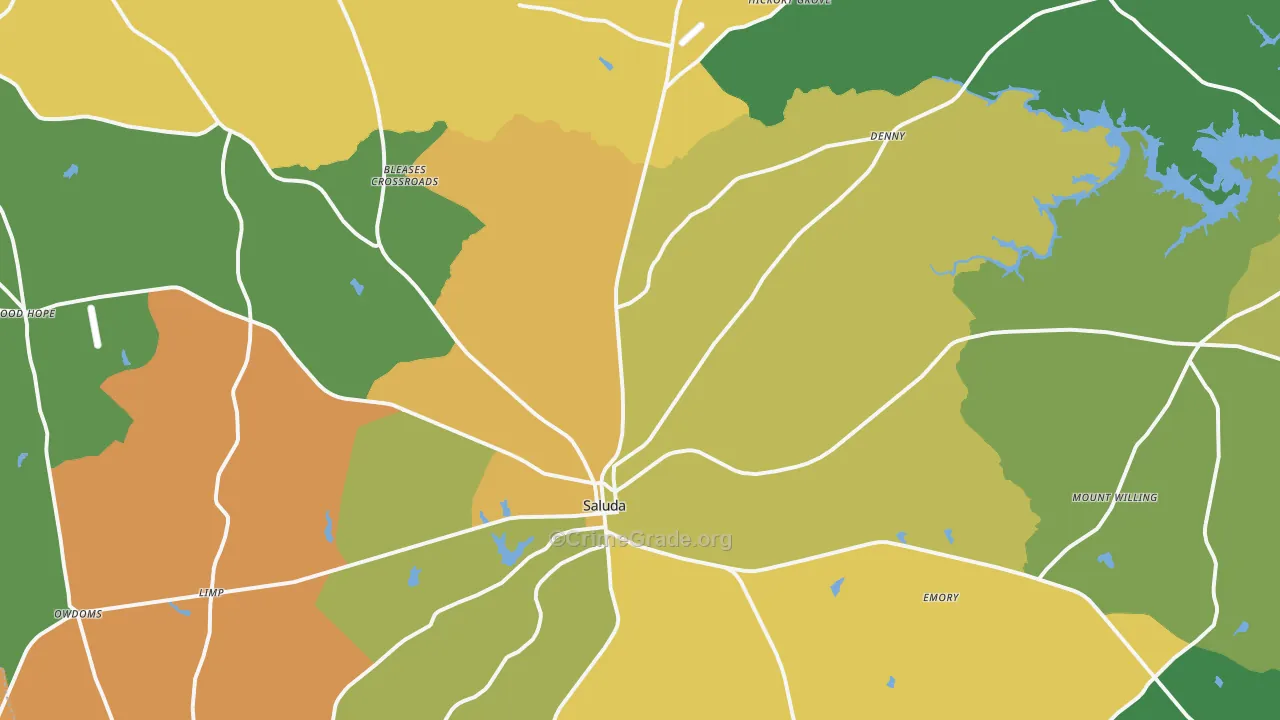 Saluda, SC Map of Assault Rates