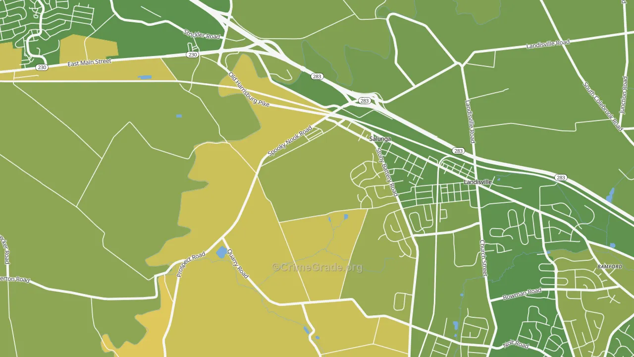 Salunga, PA Map of Assault Rates