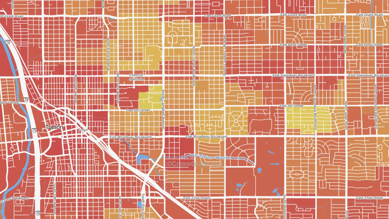 Sam Hughes, Tucson, AZ Map of Assault Rates