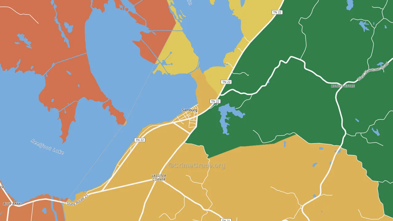 Samburg, TN Map of Assault Rates