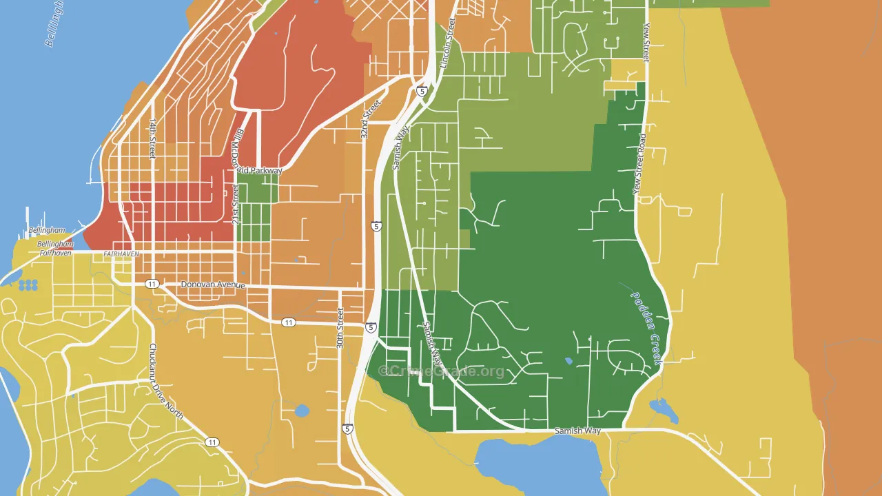 Samish Hill, Bellingham, WA Map of Assault Rates