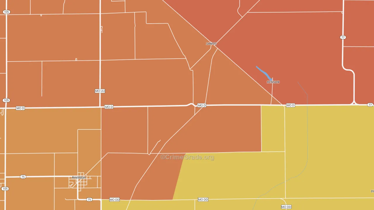 Samos, MO Map of Assault Rates