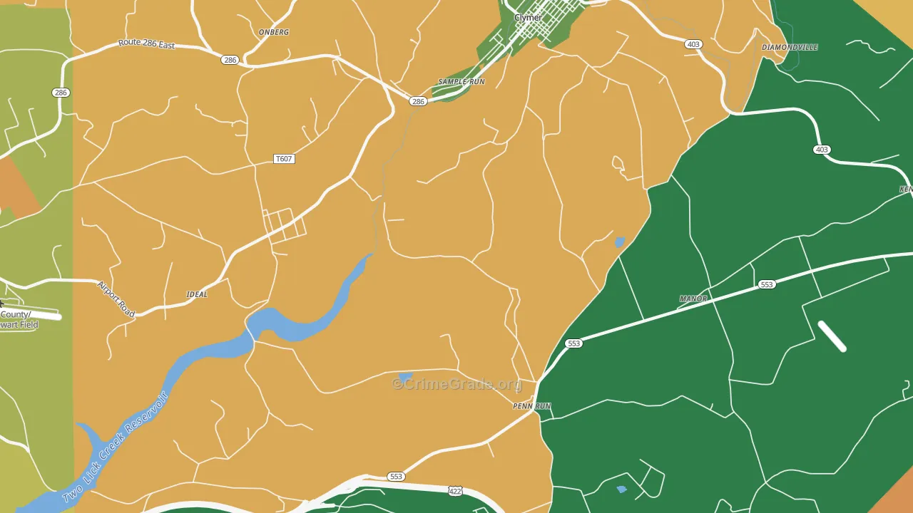 Sample Run, PA Map of Assault Rates