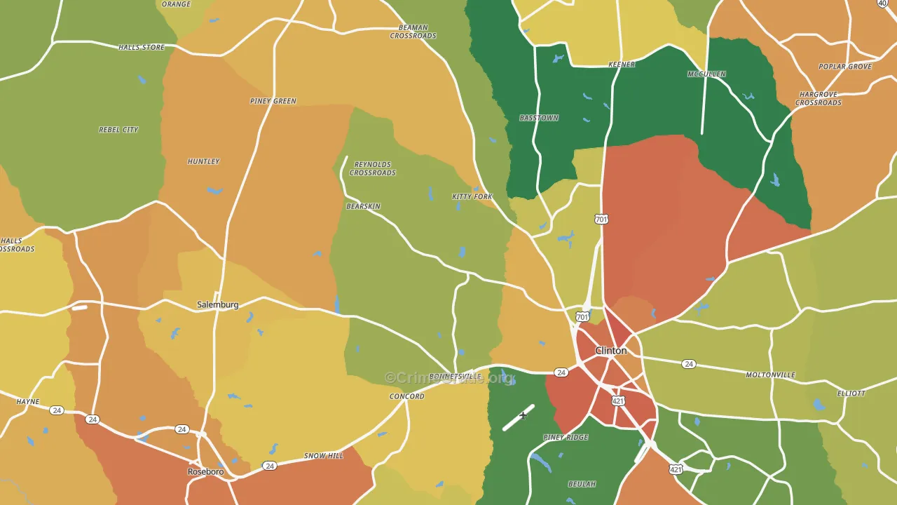 Sampson County, NC Map of Assault Rates