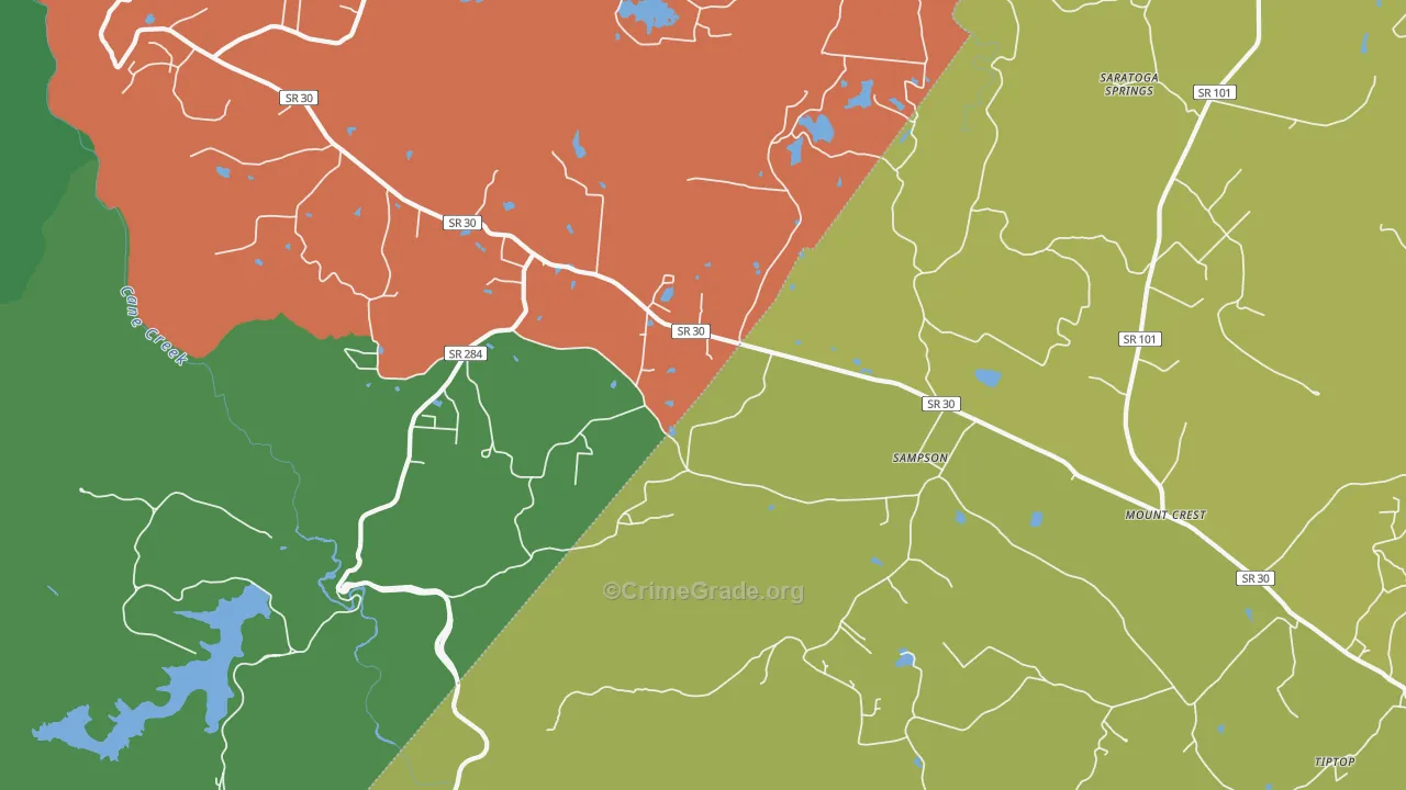 Sampson, TN Map of Assault Rates