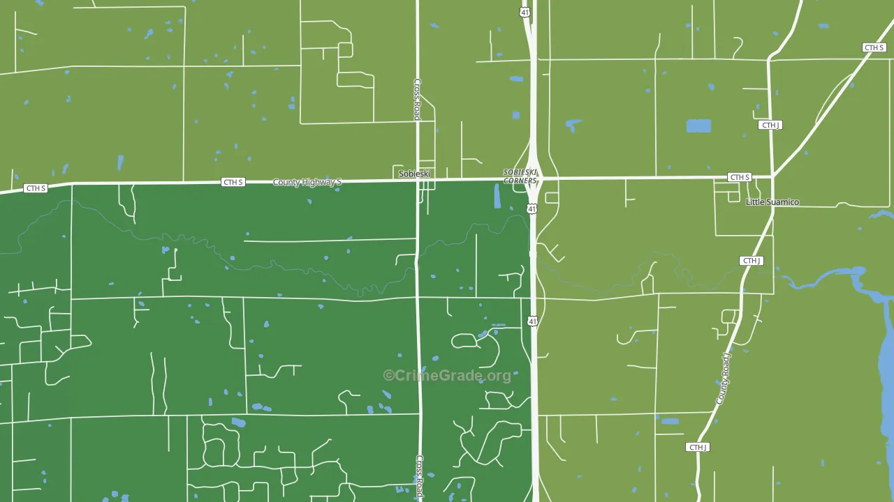 Sampson, WI Map of Assault Rates