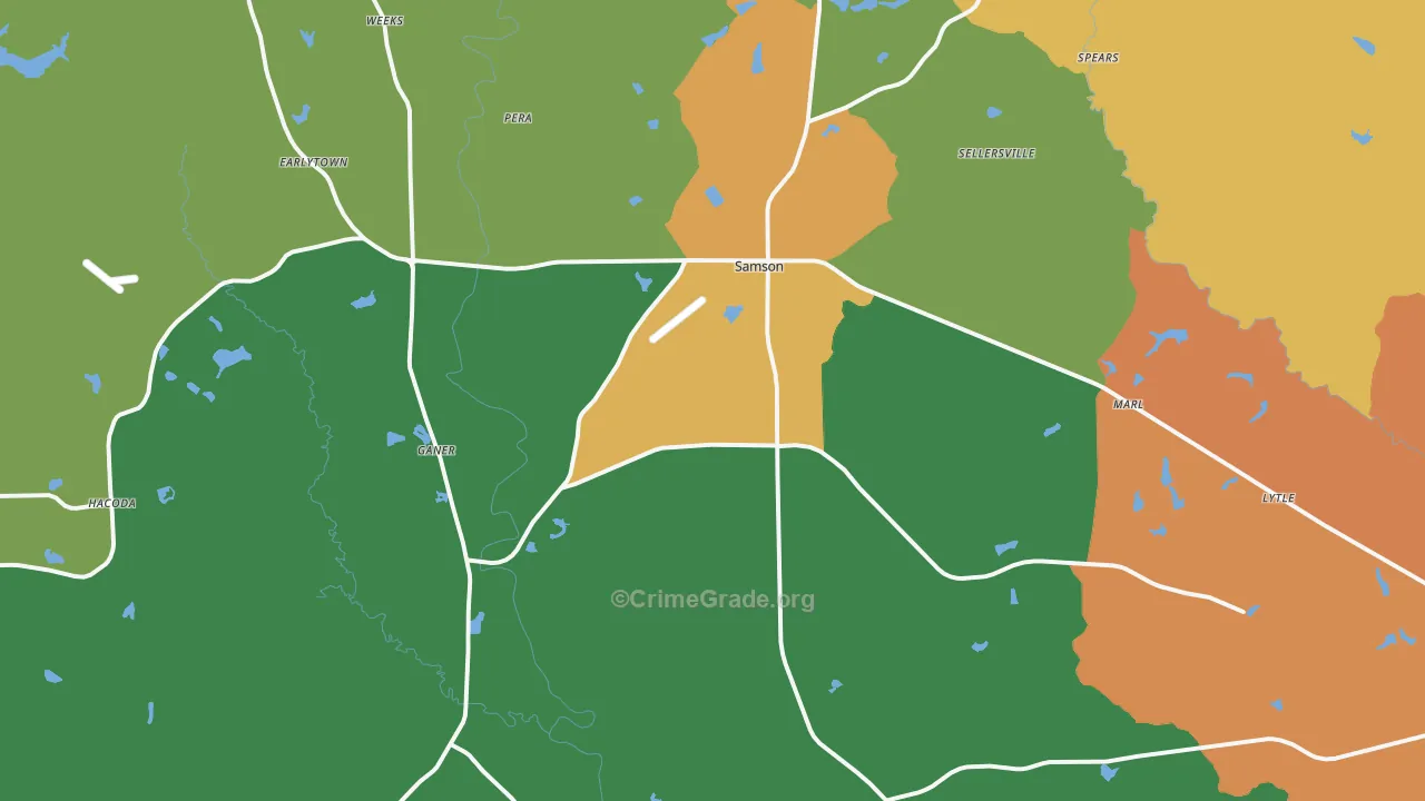 Samson, AL Map of Assault Rates