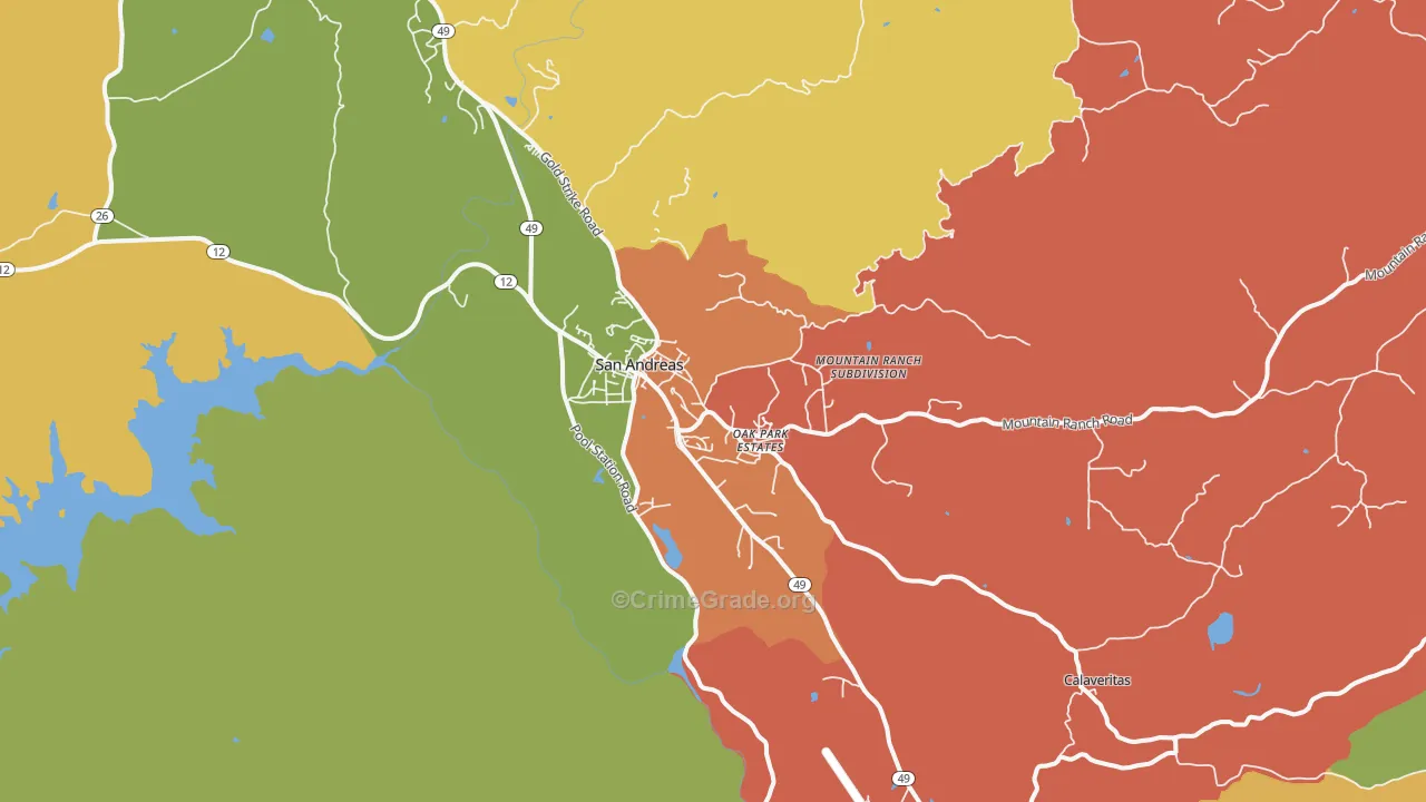 San Andreas, CA Map of Assault Rates