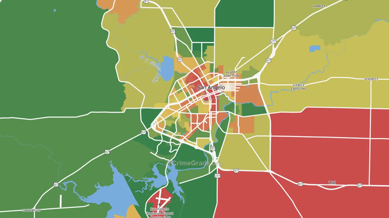 San Angelo, TX Map of Assault Rates