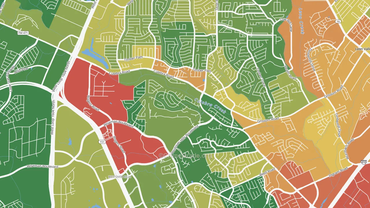 San Antonio Creekside, San Antonio, TX Map of Assault Rates
