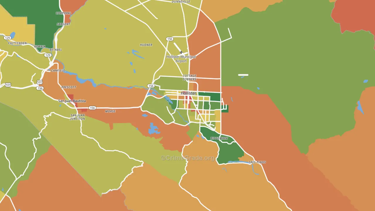 San Benito County, CA Map of Assault Rates
