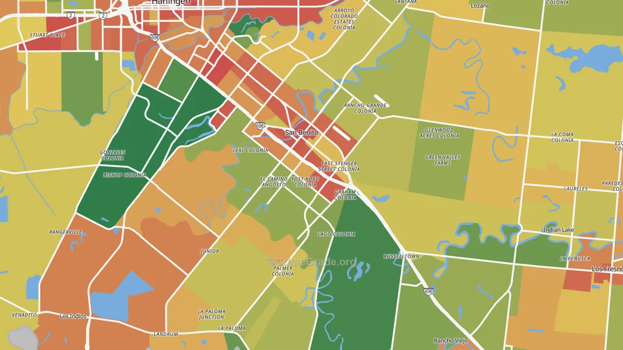San Benito, TX Map of Assault Rates