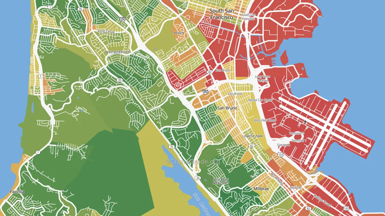 San Bruno, CA Map of Assault Rates