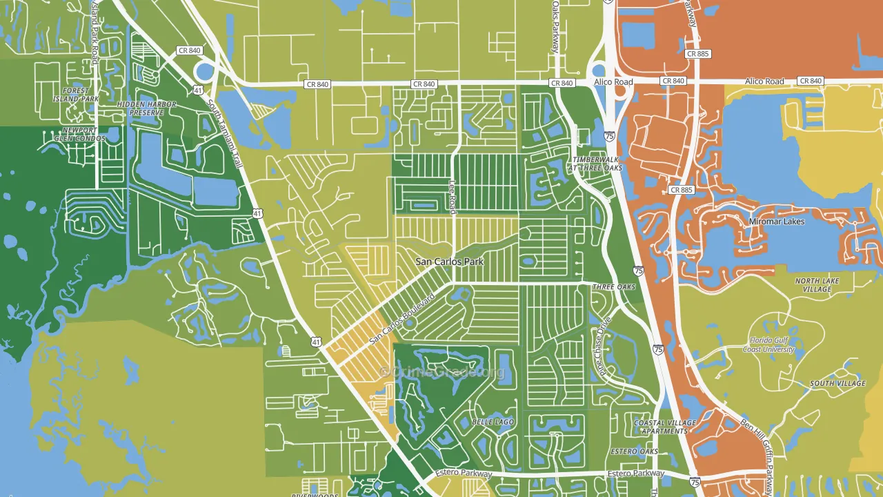 San Carlos Park, FL Map of Assault Rates