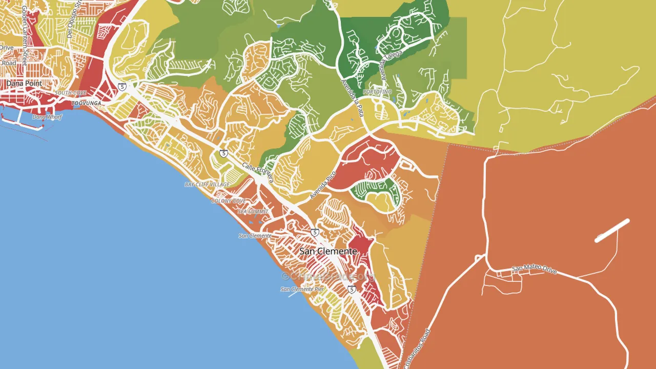 San Clemente, CA Map of Assault Rates