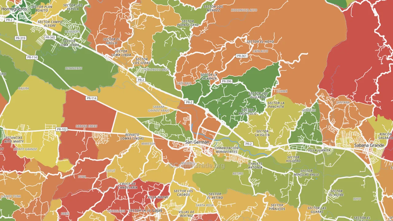 San German Municipio, PR Map of Assault Rates