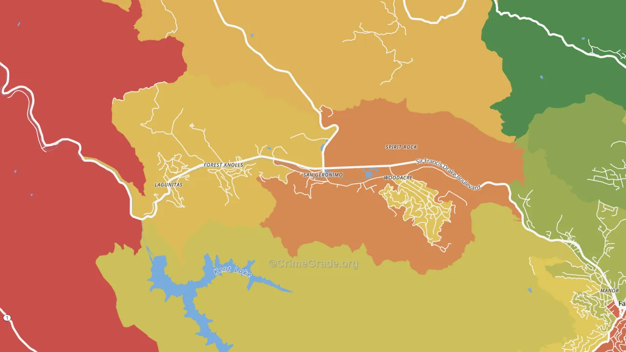 San Geronimo, CA Map of Assault Rates
