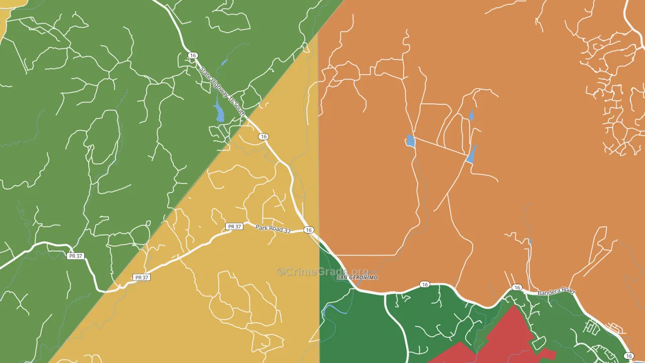 San Geronimo, TX Map of Assault Rates