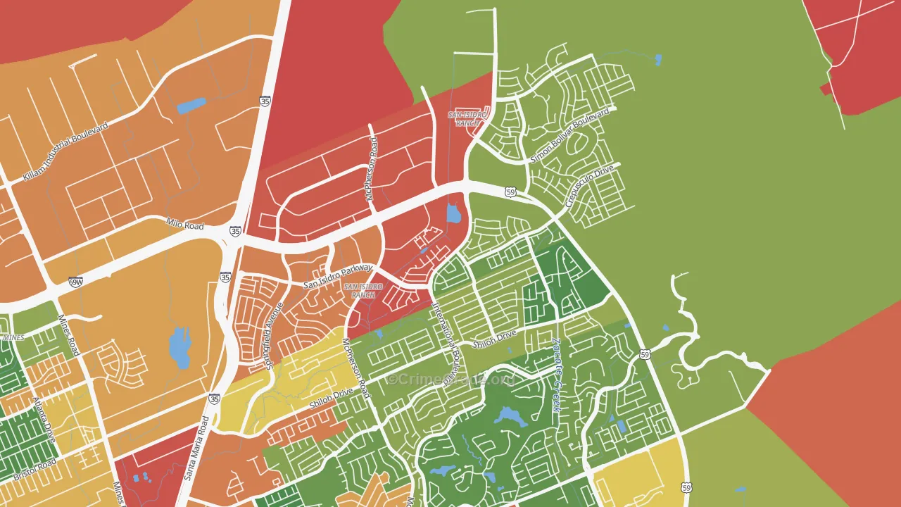 San Isidro, Laredo, TX Map of Assault Rates