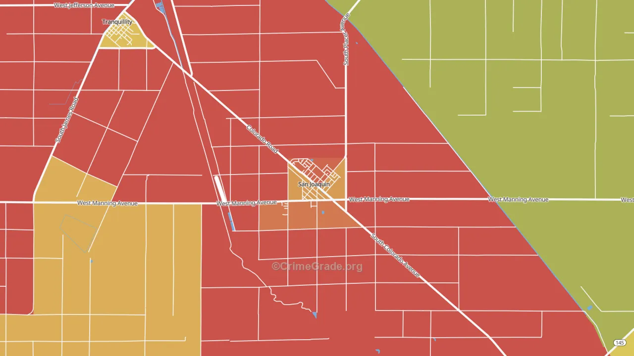 San Joaquin, CA Map of Assault Rates