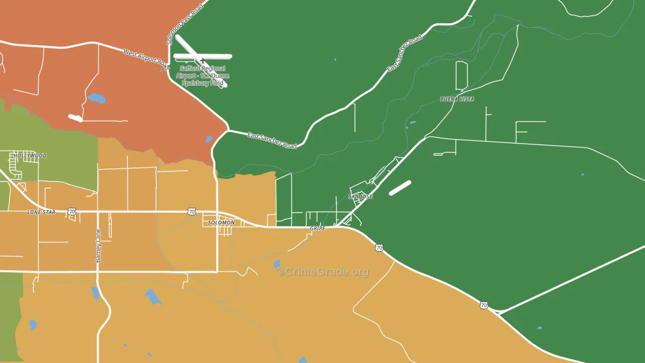 San Jose, AZ Map of Assault Rates