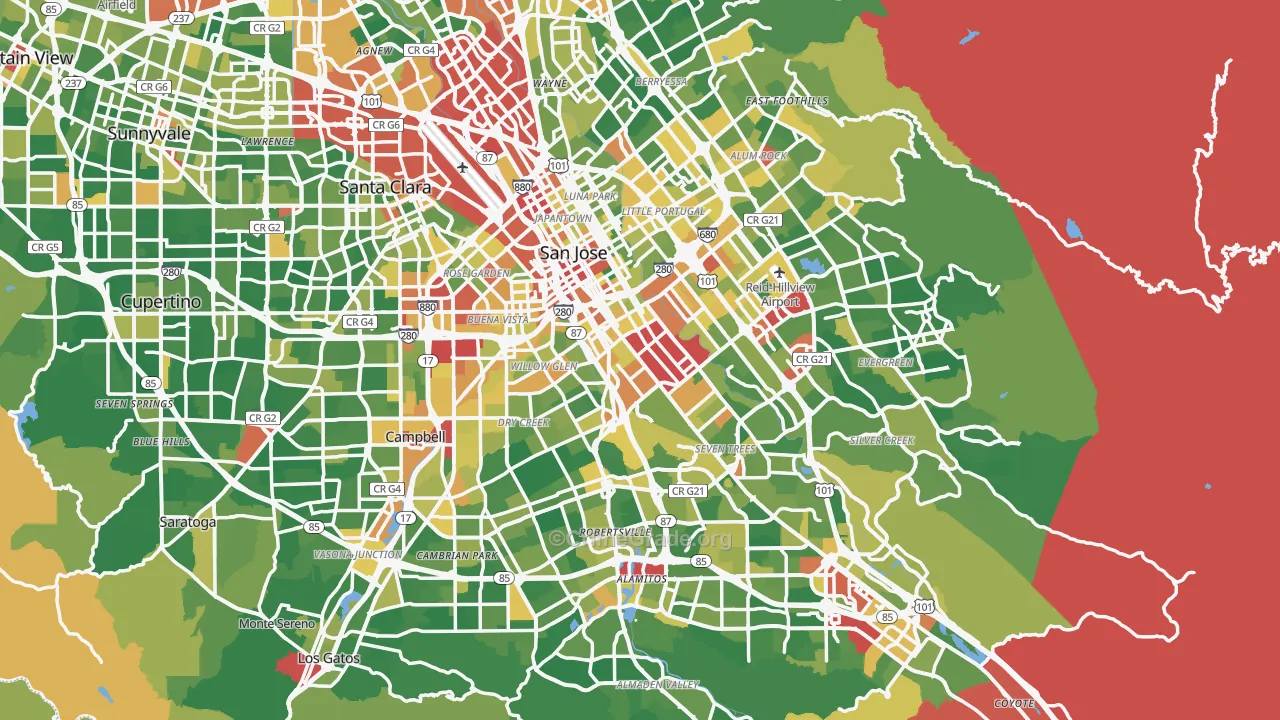 San Jose, CA Map of Assault Rates