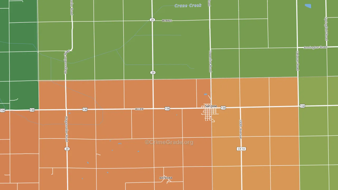 San Jose, IL Map of Assault Rates