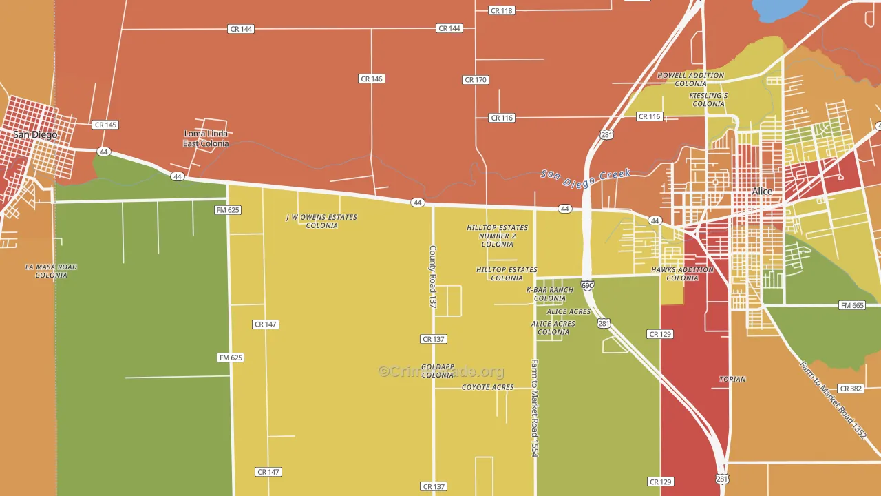 San Jose, TX Map of Assault Rates
