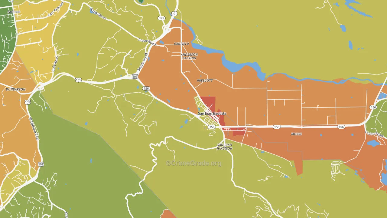 San Juan Bautista, CA Map of Assault Rates