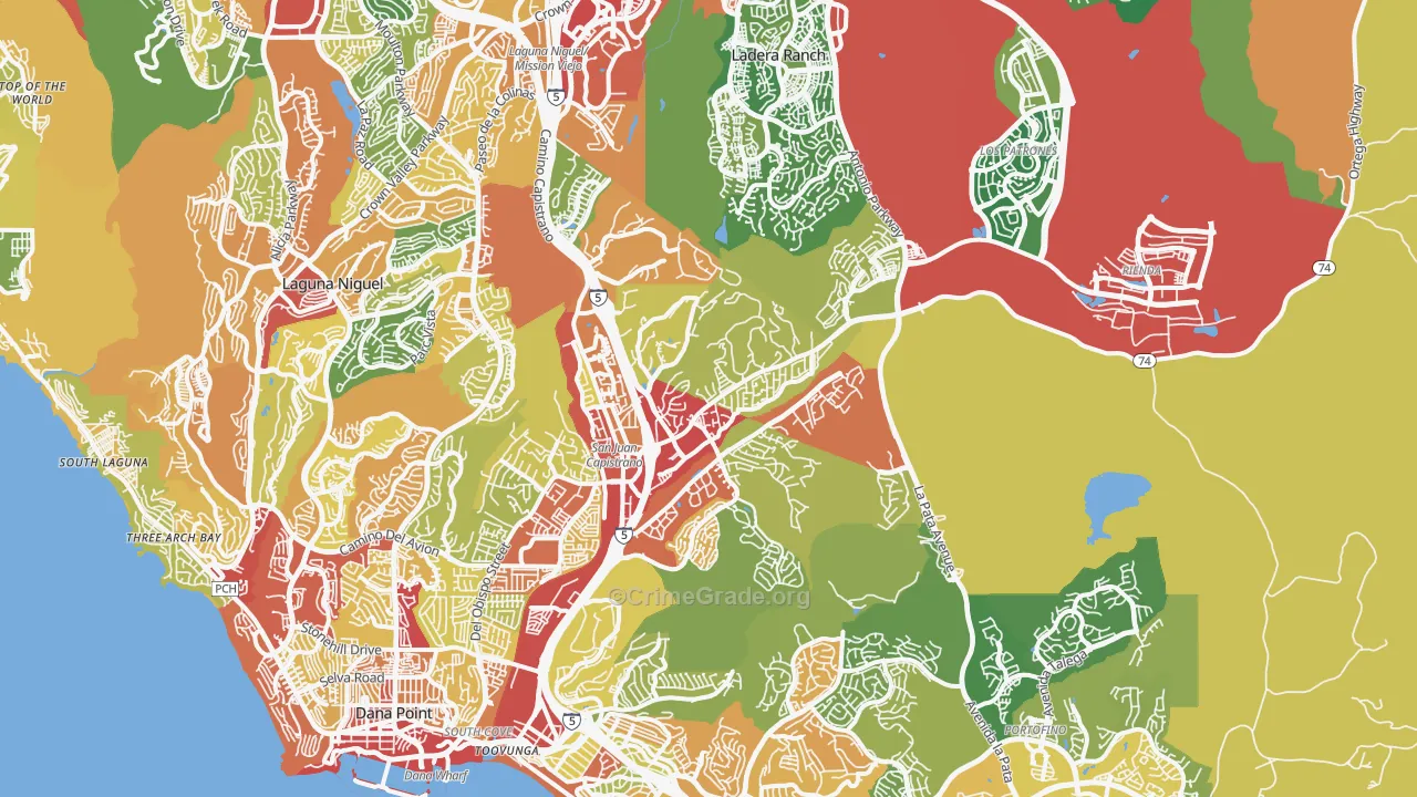 San Juan Capistrano, CA Map of Assault Rates