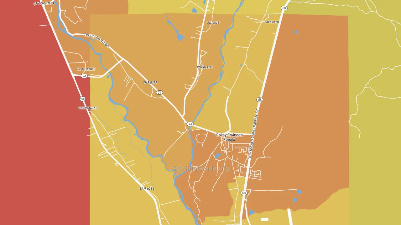 San Juan Pueblo, NM Map of Assault Rates