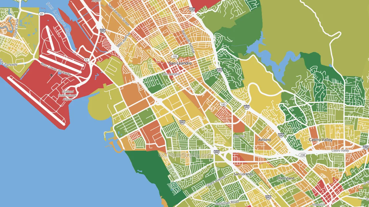 San Leandro, CA Map of Assault Rates