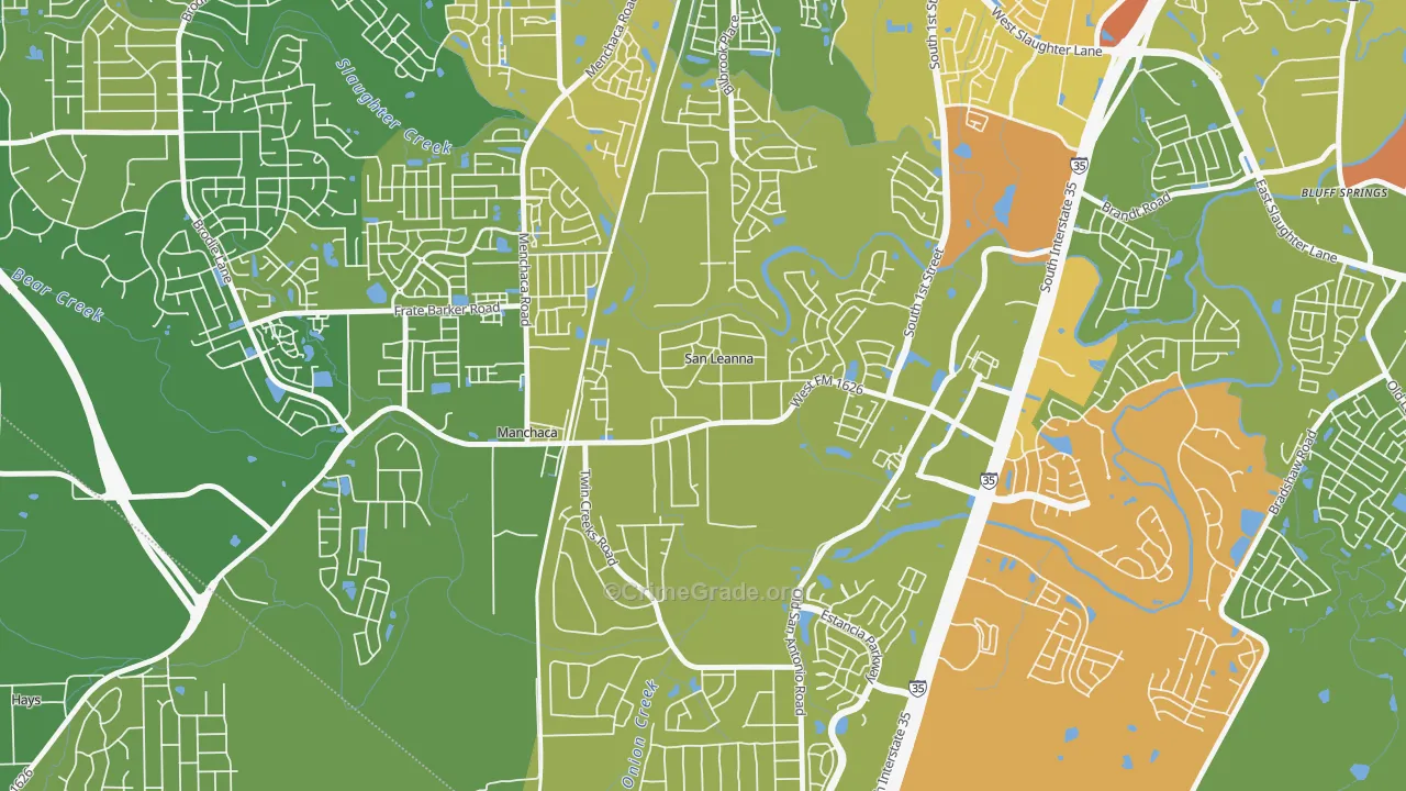 San Leanna, TX Map of Assault Rates