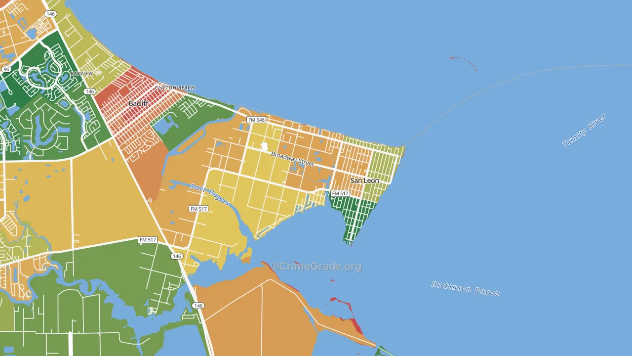 San Leon, TX Map of Assault Rates