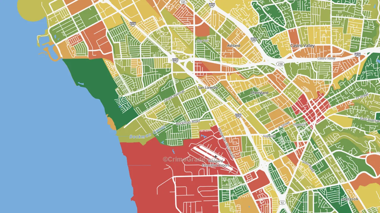 San Lorenzo, CA Map of Assault Rates