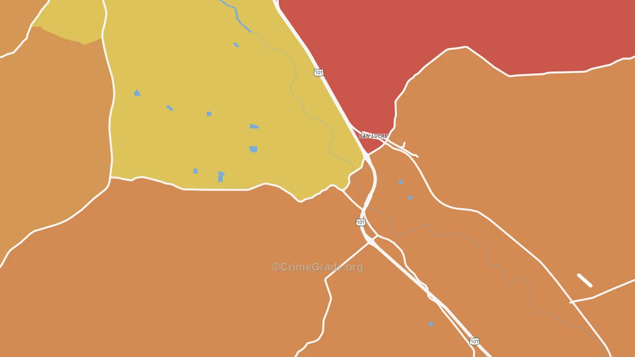 San Lucas, CA Map of Assault Rates