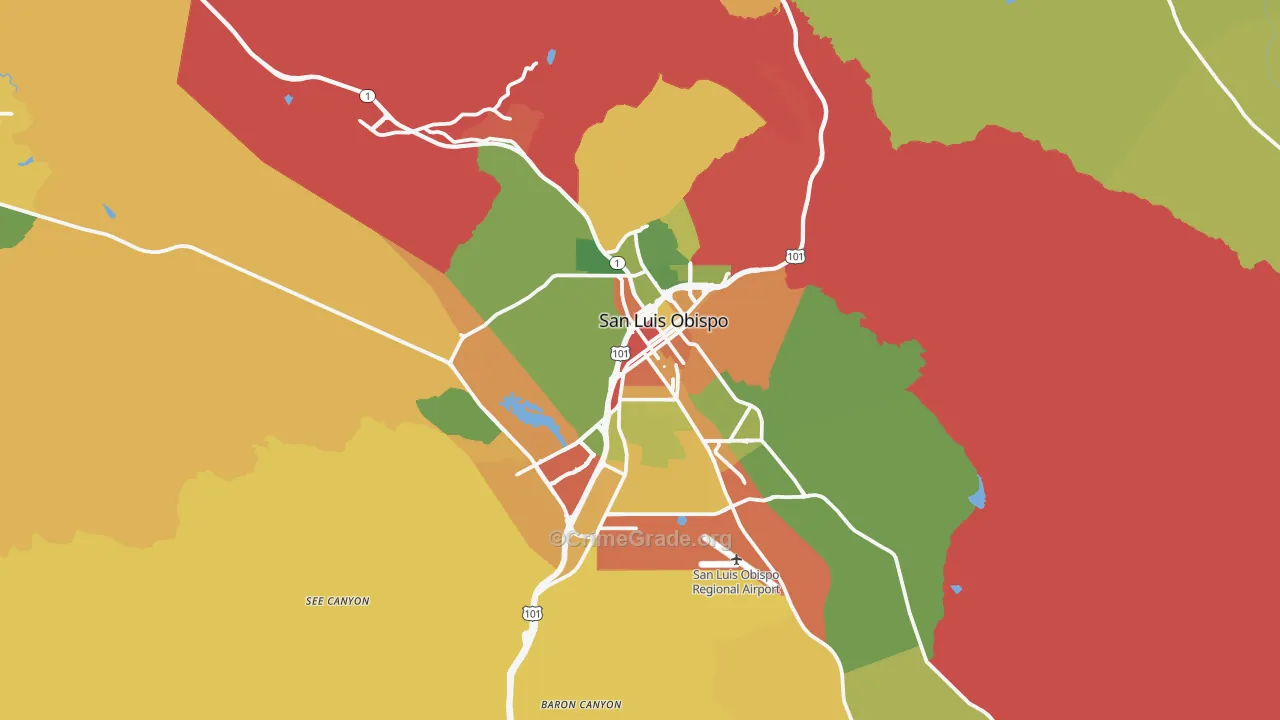 San Luis Obispo, CA Map of Assault Rates