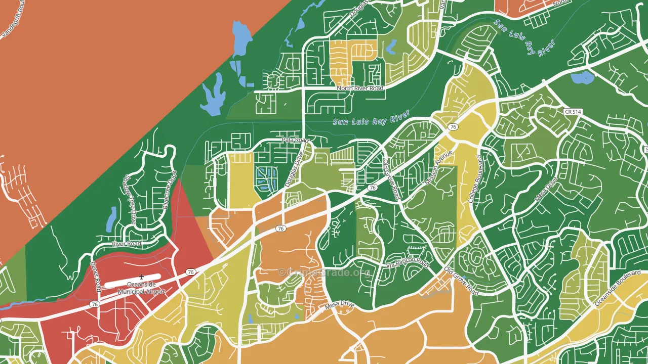 San Luis Rey, Oceanside, CA Map of Assault Rates