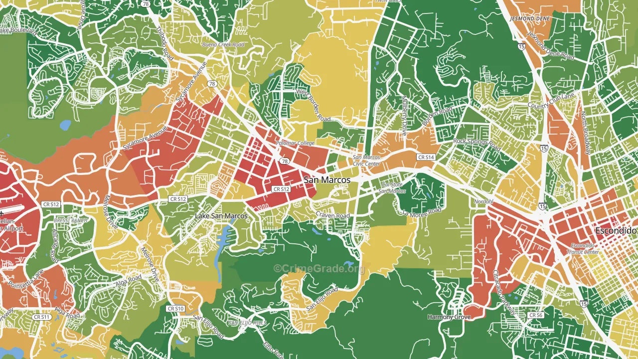 San Marcos, CA Map of Assault Rates
