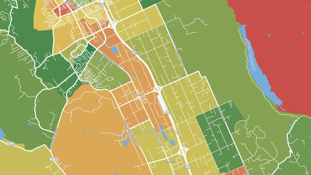 San Martin, CA Map of Assault Rates