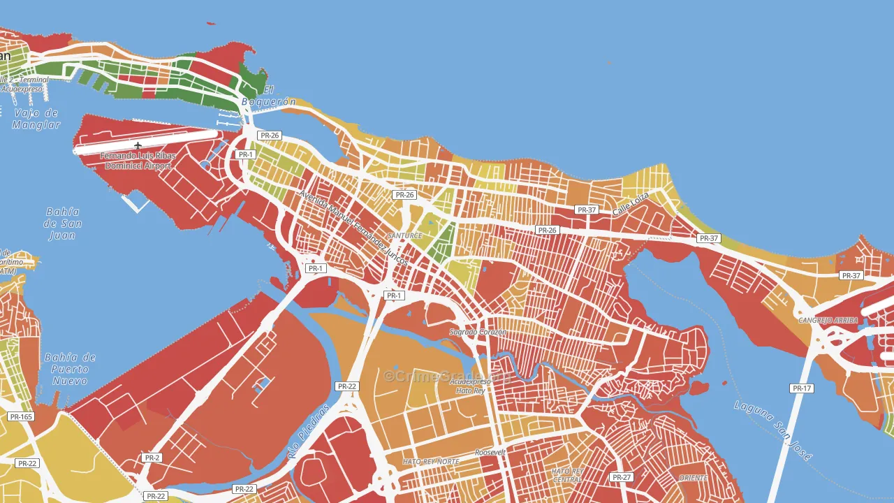 San Mateo, San Juan, PR Map of Assault Rates